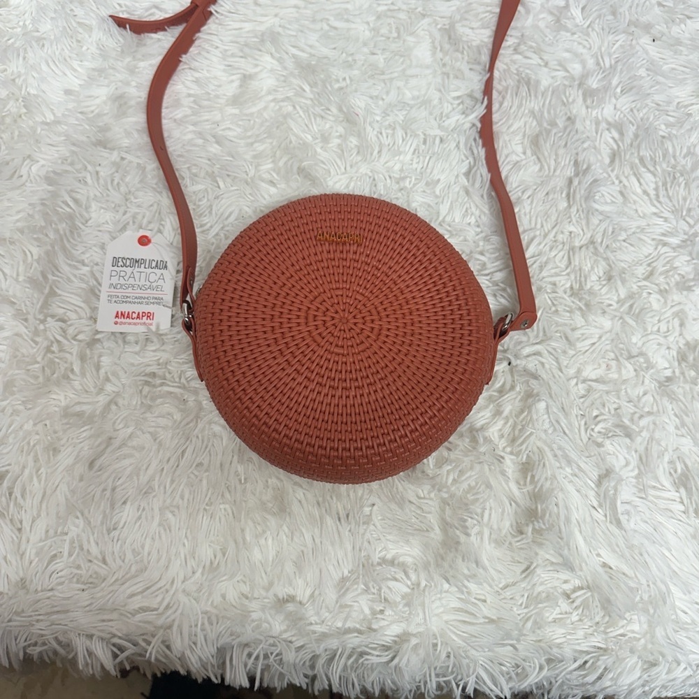 Women's Round Woven Bag - Terracotta